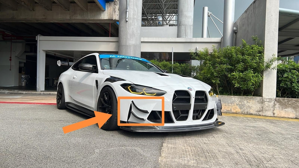 FIT FOR BMW MOTORSPORT DRY CARBON BUMPER CANARD SET - G80/G82/G83 M4 GT4 STYLE
