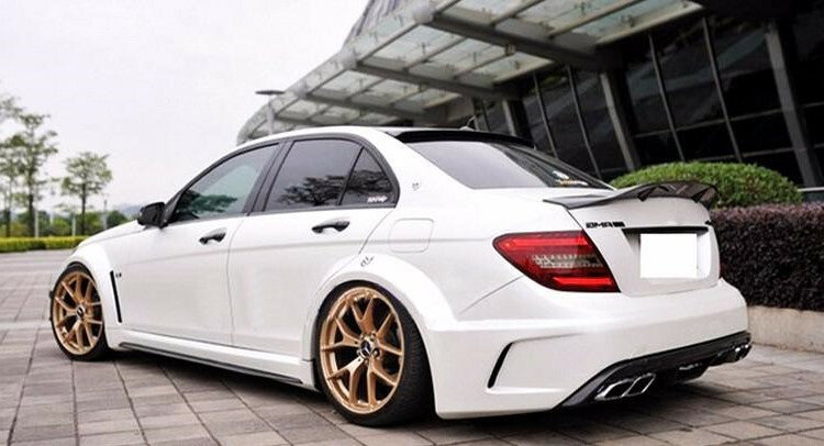 Fit For Mercedes Benz C Class W204 Rear Carbon Fiber Spoiler R Style (stick on)