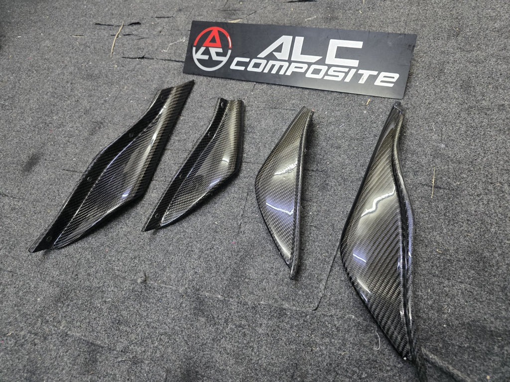 Fit For Audi TTRS MK2 8J Carbon Fiber Front Bumper Canard 4pcs Set (Screw on)