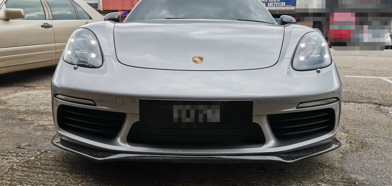 Fit For Porsche Boxster/Cayman 718 16-23 Front Bumper Lip Forged Carbon Fiber