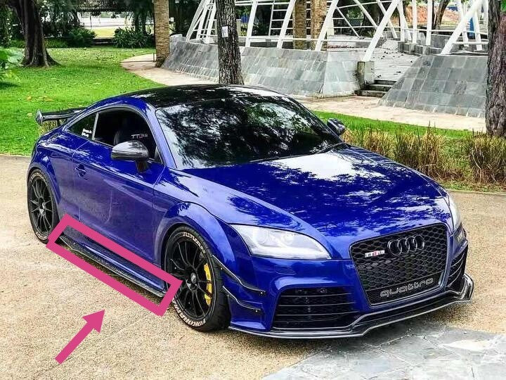 Fit For Audi TTRS MK2 Carbon Fiber Side Diffuser Extension Lip/Skirt ALC Design