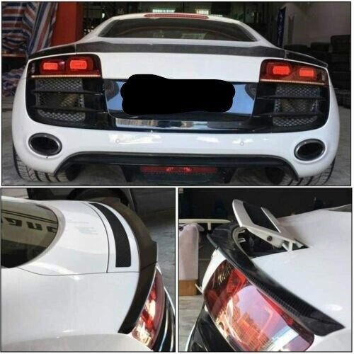 Fit for Audi R8 Coupe Gen. 1 2008-2015 Carbon Fiber Rear Trunk Spoiler 3pc Set