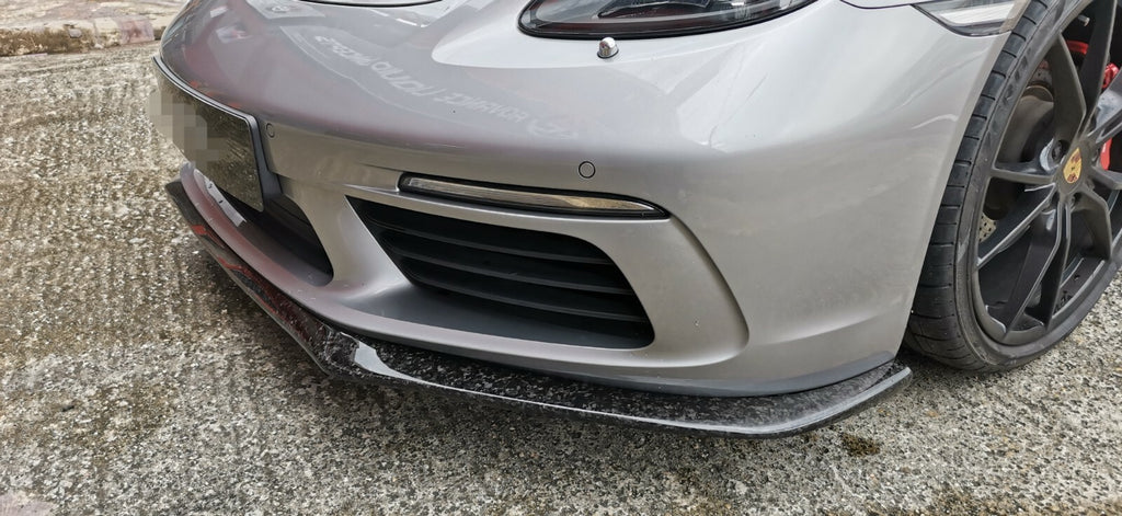 Fit For Porsche Boxster/Cayman 718 16-23 Front Bumper Lip Forged Carbon Fiber