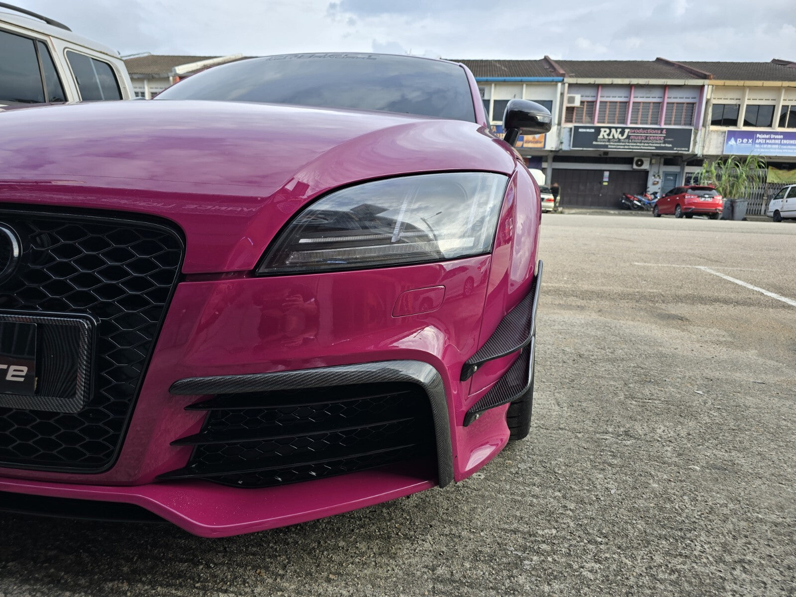 Fit For Audi TTRS MK2 8J Carbon Fiber Front Bumper Canard 4pcs Set (Screw on)
