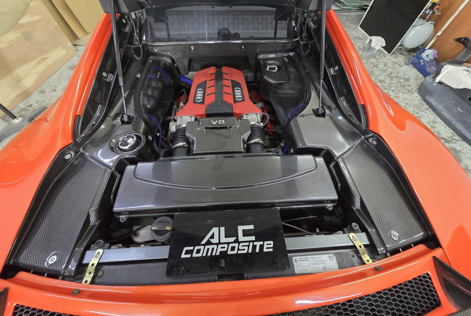 Fit For 07-15 Audi R8 V8/V10 Coupe Dry Carbon Fiber Rear Engine Bay Cover Kit