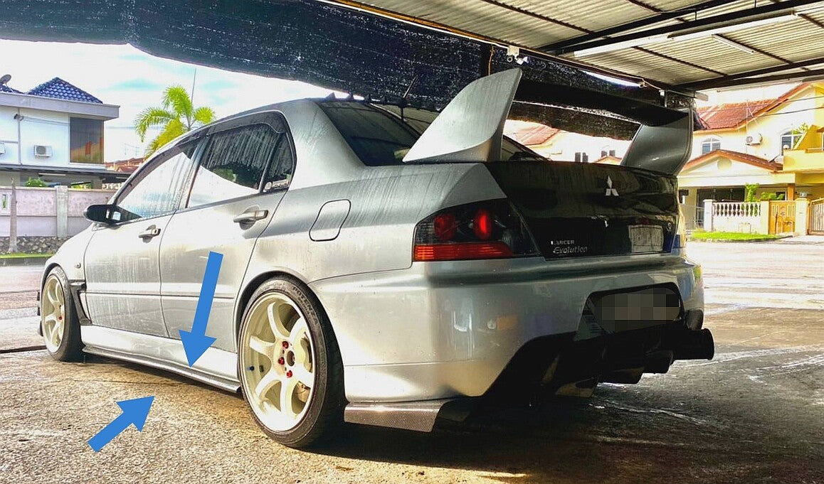 Fit For Mitsubishi Evolution 7 8 9 FRP Side Skirt Lower Lip Extension Addon