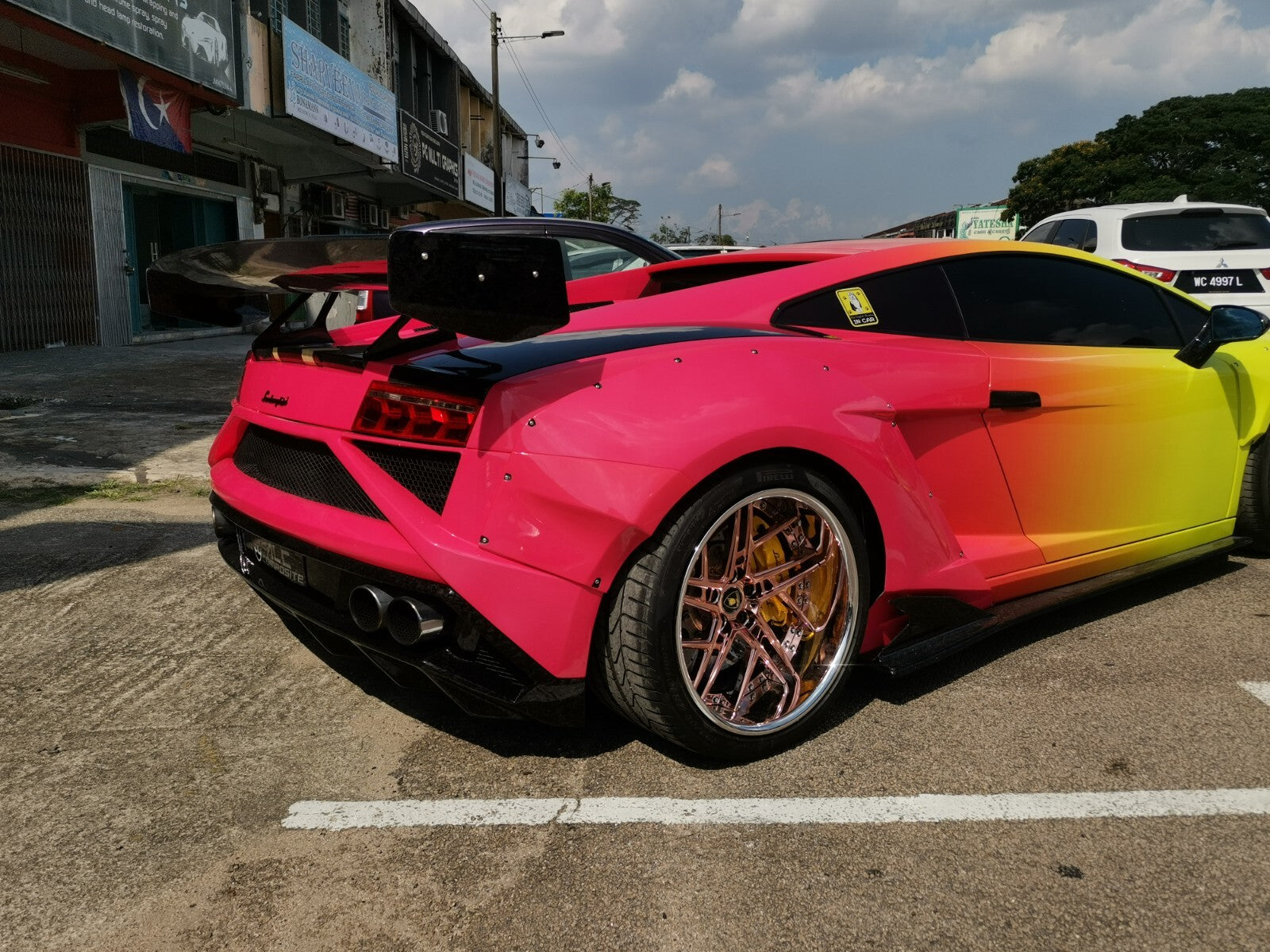 Carbon Fiber ALC Swan Neck Rear Wing Fit For Lamborghini Gallardo Spyder/coupe