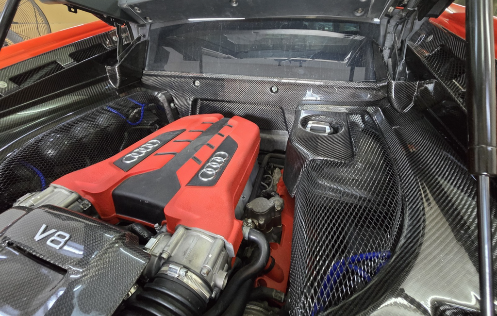 Fit For 07-15 Audi R8 V8/V10 Coupe Dry Carbon Fiber Rear Engine Bay Cover Kit