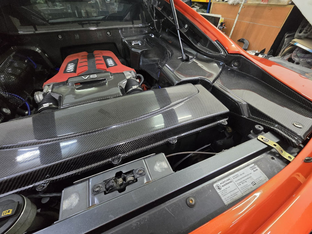 Fit For 07-15 Audi R8 V8/V10 Coupe Dry Carbon Fiber Rear Engine Bay Cover Kit