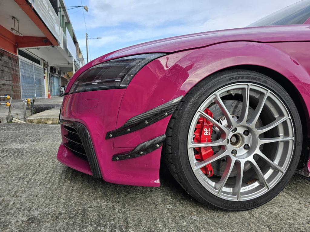Fit For Audi TTRS MK2 8J Carbon Fiber Front Bumper Canard 4pcs Set (Screw on)