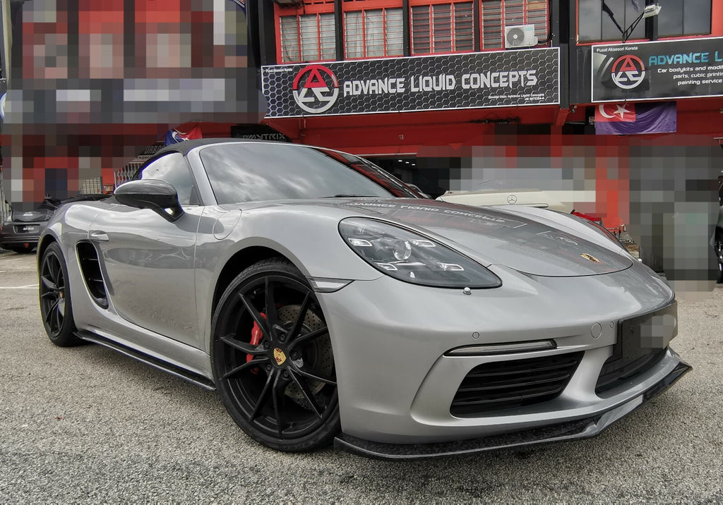 Fit For Porsche Boxster/Cayman 718 16-23 Front Bumper Lip Forged Carbon Fiber