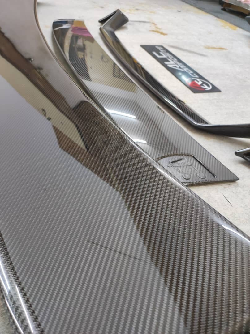 Fit For Audi TTRS Mk2 8J ALC Composite Carbon Fiber Big Race Wing Spoiler Set