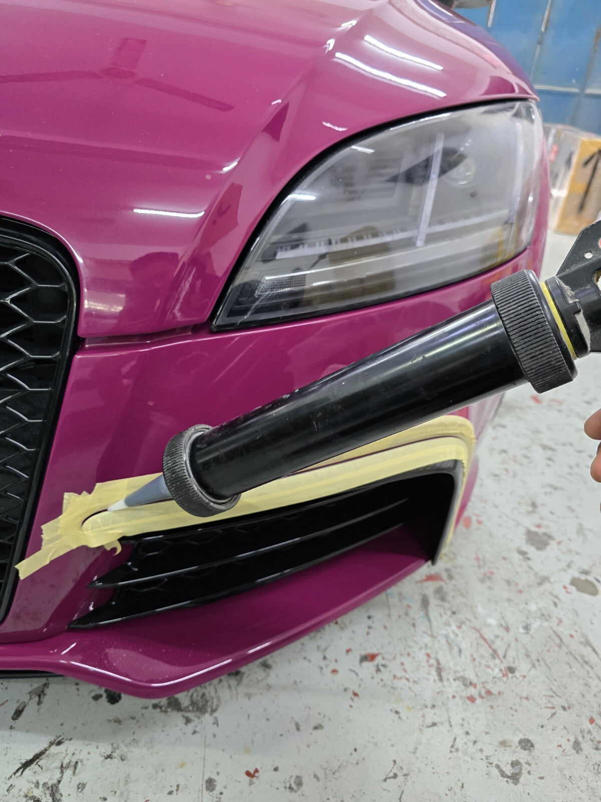 Fit for Audi TTRS MK2 8J Front Bumper FRP Painted Gloss Black L Canard Trim