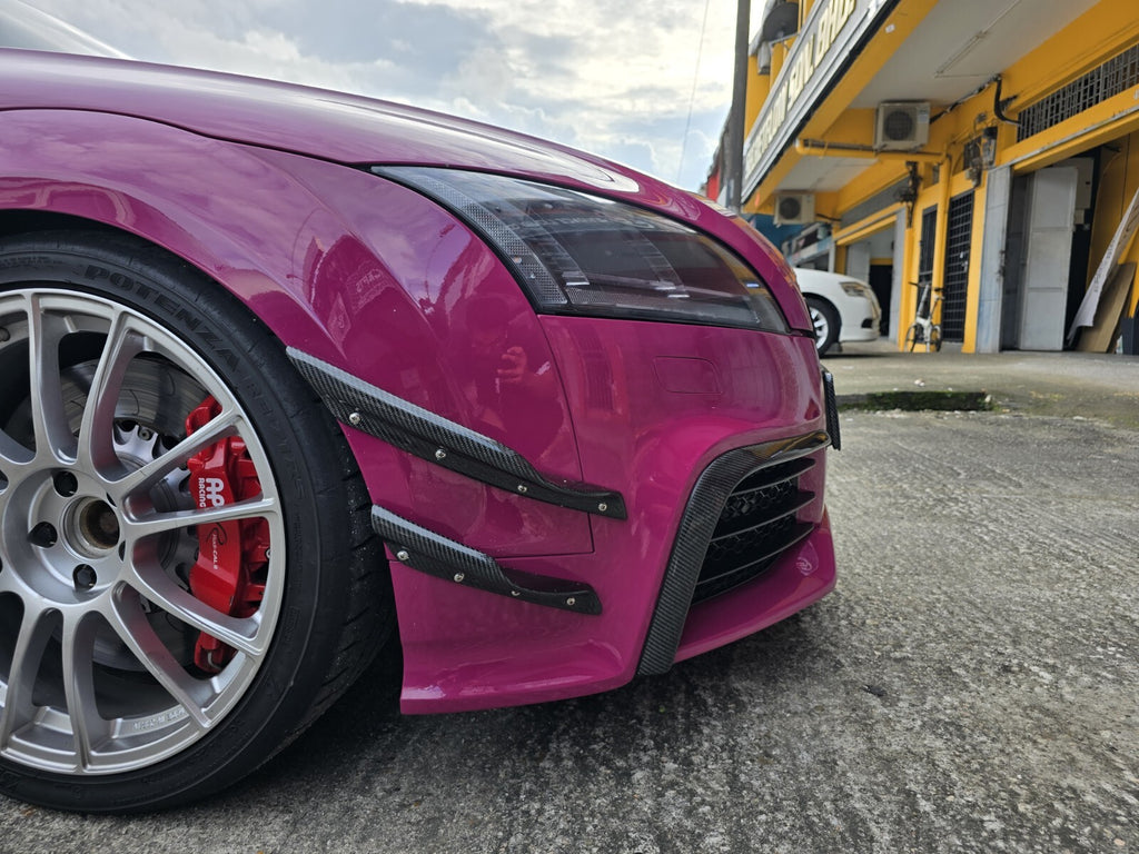 Fit For Audi TTRS MK2 8J Carbon Fiber Front Bumper Canard 4pcs Set (Screw on)