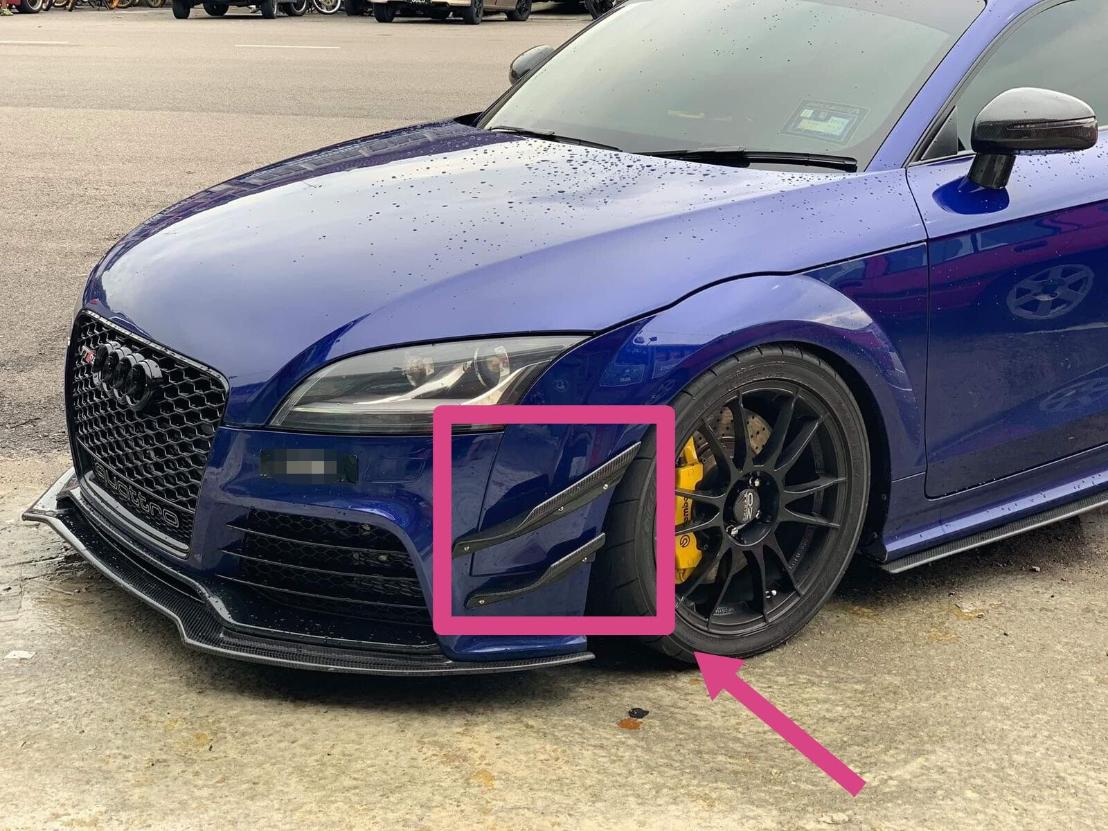 Fit For Audi TTRS MK2 8J Carbon Fiber Front Bumper Canard 4pcs Set (Screw on)