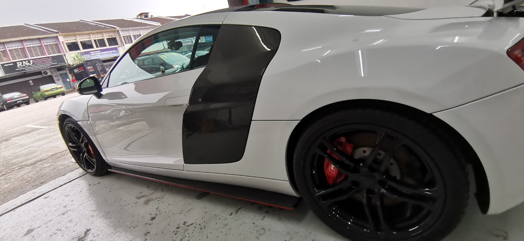 FIT FOR AUDI R8 V8 & V10 COUPE 08-15 CARBON FIBRE SIDE BLADES (LEFT AND RIGHT)