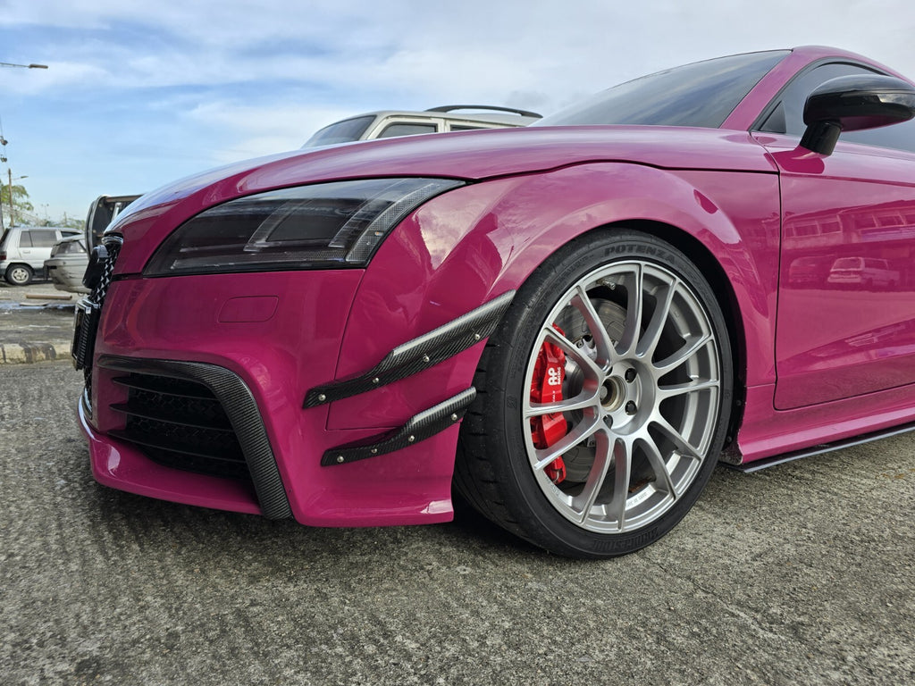 Fit For Audi TTRS MK2 8J Carbon Fiber Front Bumper Canard 4pcs Set (Screw on)