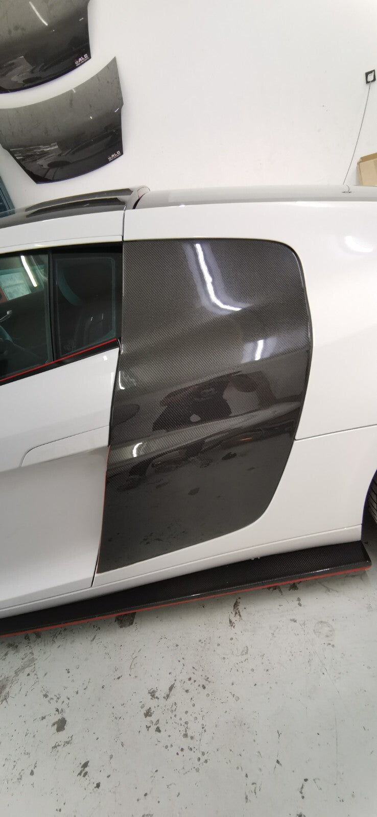 FIT FOR AUDI R8 V8 & V10 COUPE 08-15 CARBON FIBRE SIDE BLADES (LEFT AND RIGHT)