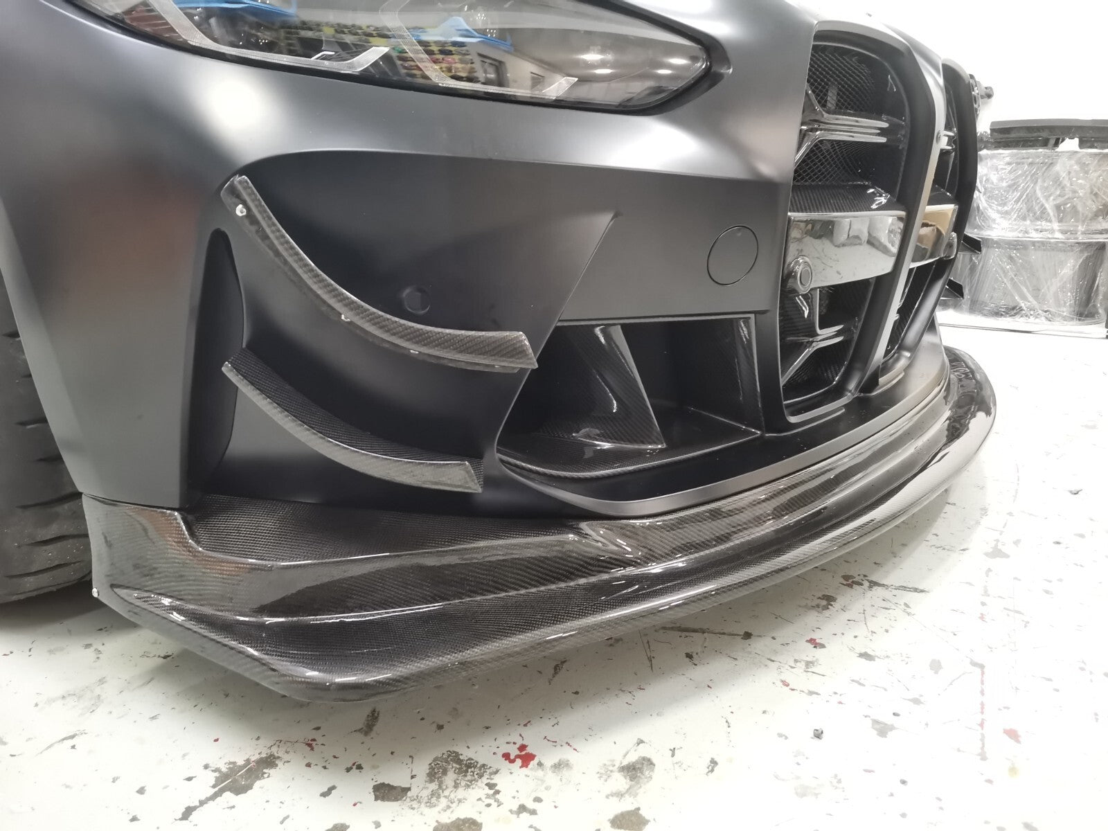 FIT FOR BMW MOTORSPORT DRY CARBON BUMPER CANARD SET - G80/G82/G83 M4 GT4 STYLE