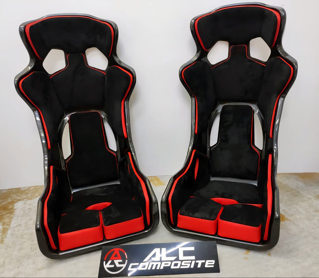 Carbon Fiber Full Bucket Seat With Padding & Side Mount bracket RMS style 2pc