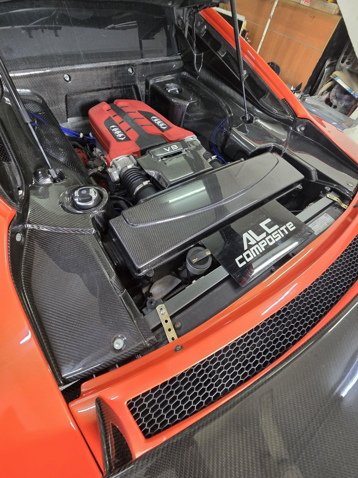 Fit For 07-15 Audi R8 V8/V10 Coupe Dry Carbon Fiber Rear Engine Bay Cover Kit
