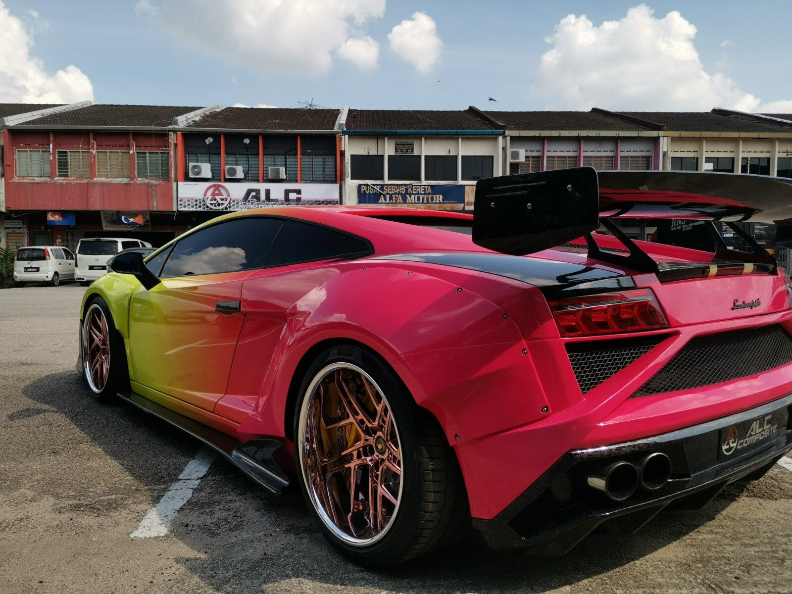 Carbon Fiber ALC Swan Neck Rear Wing Fit For Lamborghini Gallardo Spyder/coupe