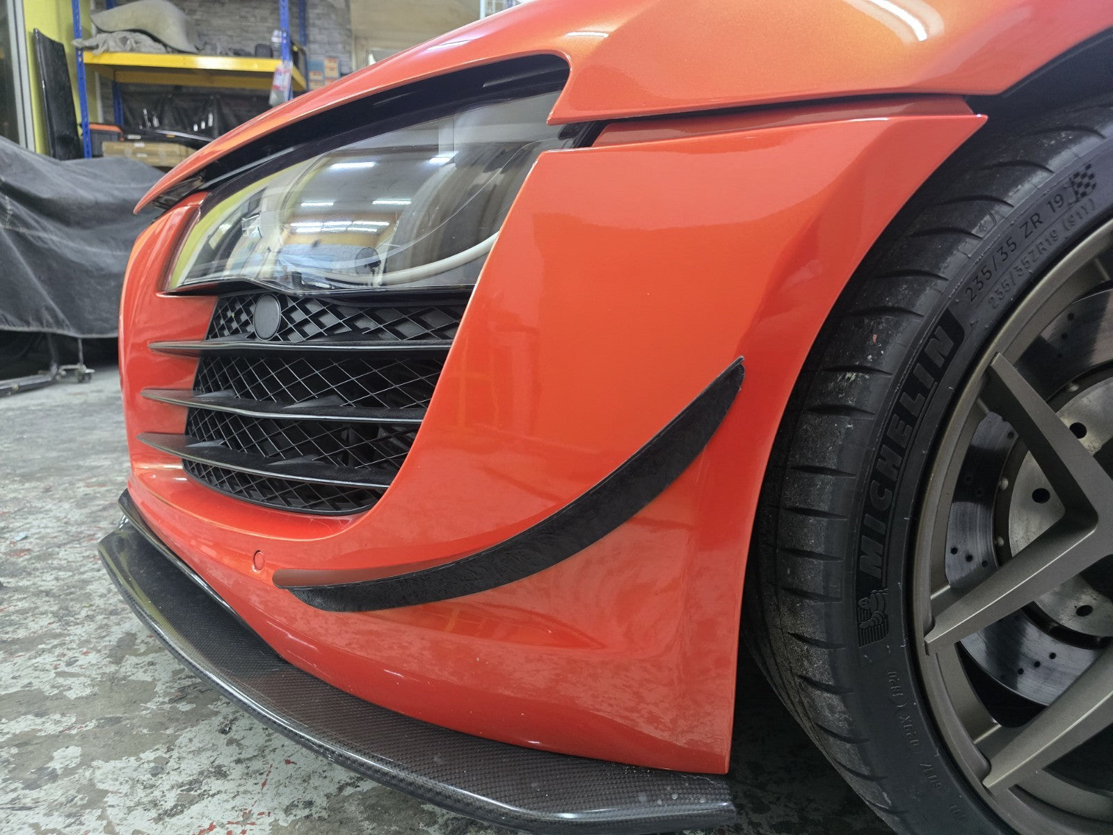 Fit For Audi R8 Gen 1 2008-2015 Front Bumper ALC Carbon Fiber Canard