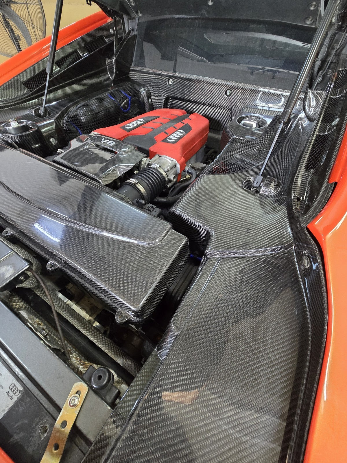 Fit For 07-15 Audi R8 V8/V10 Coupe Dry Carbon Fiber Rear Engine Bay Cover Kit
