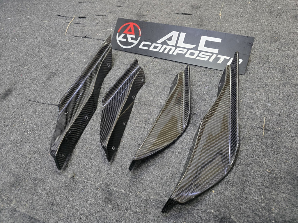 Fit For Audi TTRS MK2 8J Carbon Fiber Front Bumper Canard 4pcs Set (Screw on)