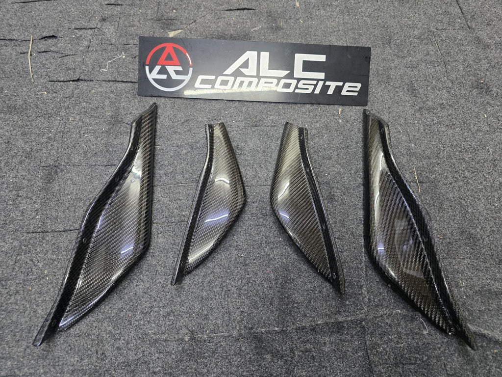 Fit For Audi TTRS MK2 8J Carbon Fiber Front Bumper Canard 4pcs Set (Screw on)