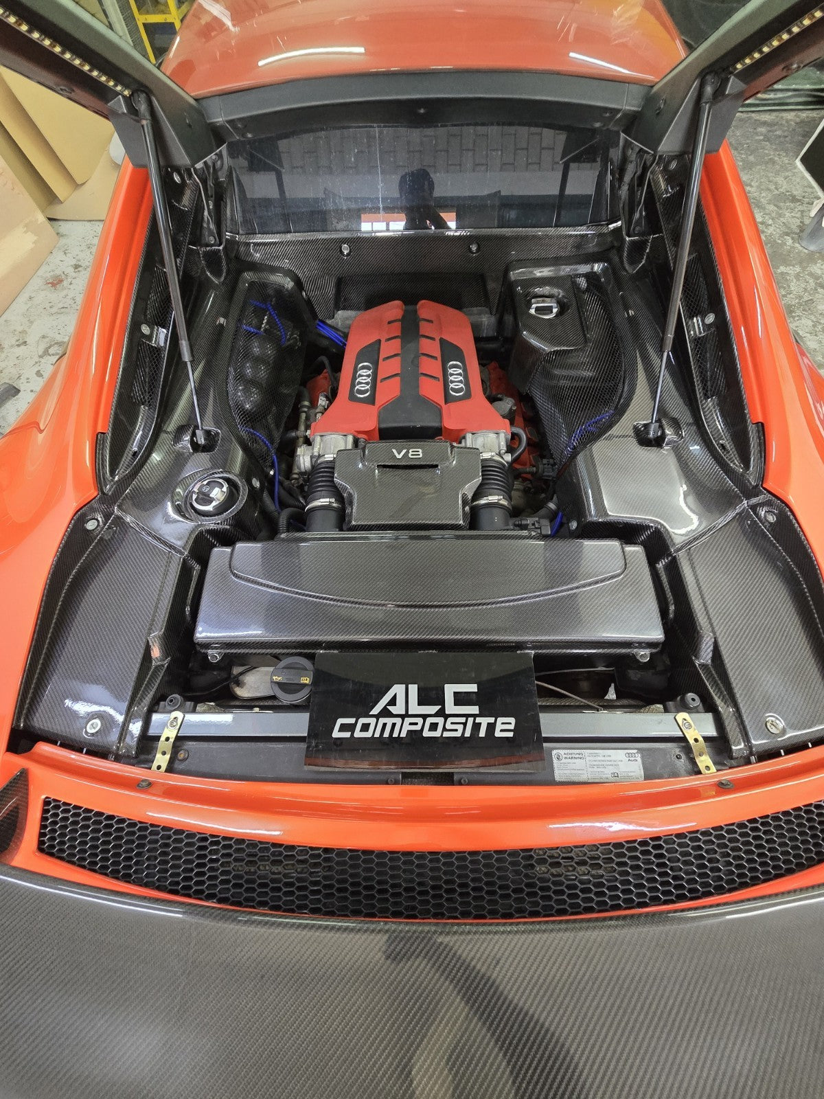 Fit For 07-15 Audi R8 V8/V10 Coupe Dry Carbon Fiber Rear Engine Bay Cover Kit