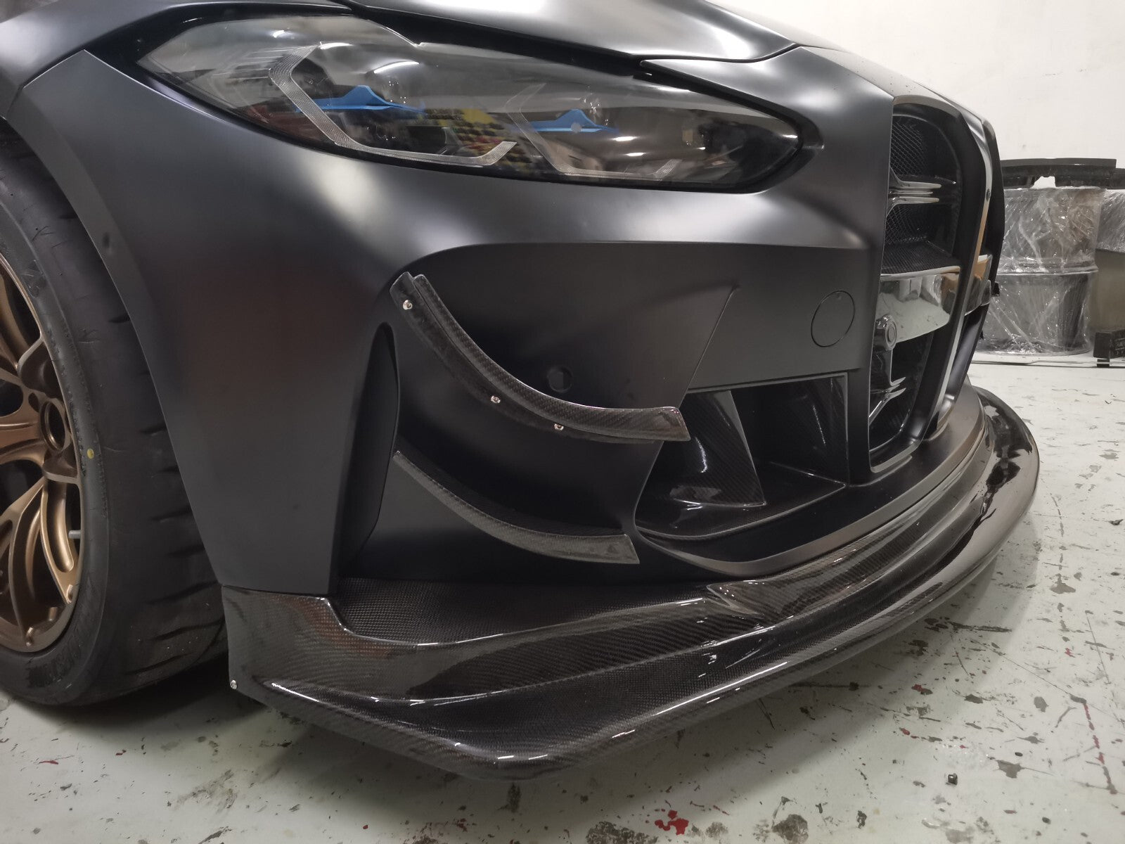 FIT FOR BMW DRY CARBON FRONT LIP W undertray diffuser G80/G82/G83 M4 M3 GT4
