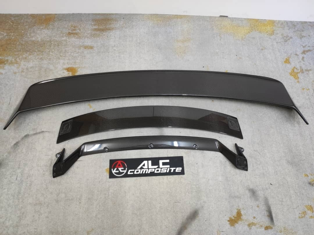 Fit For Audi TTRS Mk2 8J ALC Composite Carbon Fiber Big Race Wing Spoiler Set