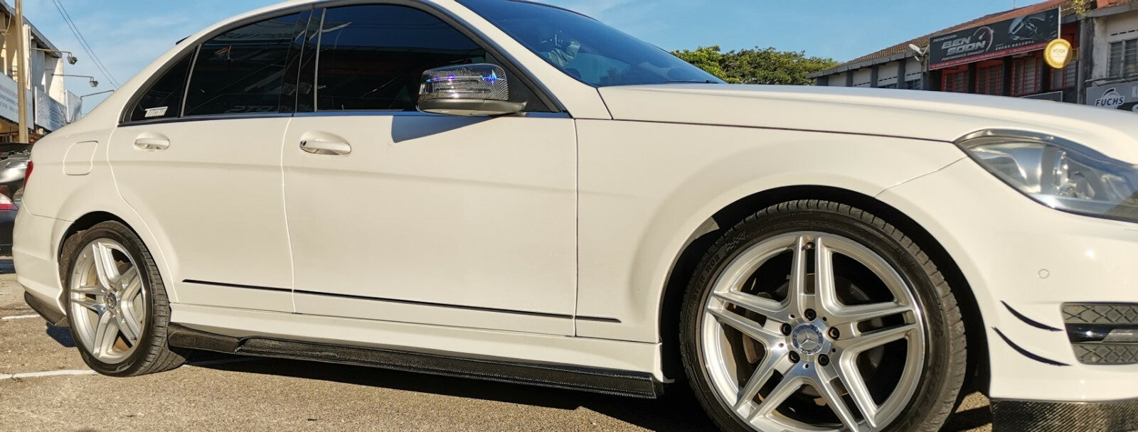 Fit For Mercedes W204 C63 Vorsteiner Style Carbon Fiber Side Extension 