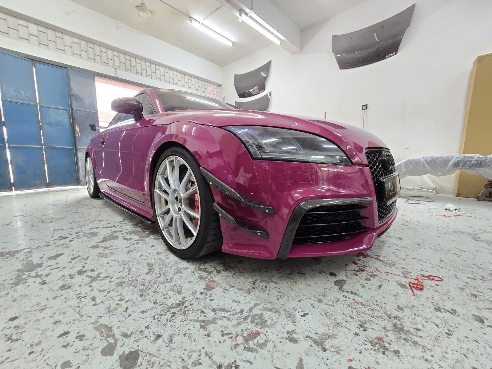 Fit For Audi TTRS MK2 8J Carbon Fiber Front Bumper Canard 4pcs Set (Screw on)