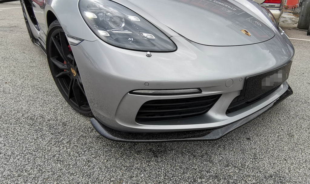 Fit For Porsche Boxster/Cayman 718 16-23 Front Bumper Lip Forged Carbon Fiber