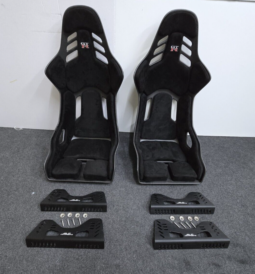 Dry Carbon Fiber Lightweight Bucket Seat With Padding & Bracket Harness 2pc 1set