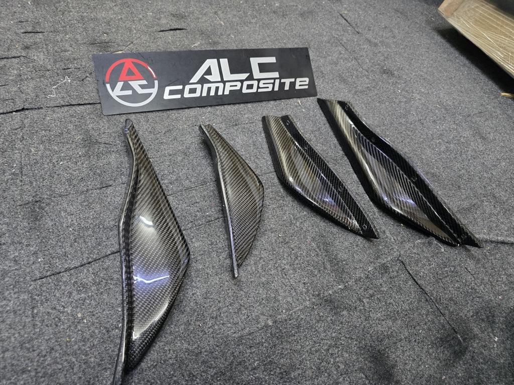 Fit For Audi TTRS MK2 8J Carbon Fiber Front Bumper Canard 4pcs Set (Screw on)