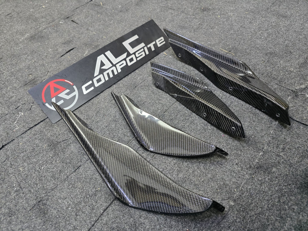 Fit For Audi TTRS MK2 8J Carbon Fiber Front Bumper Canard 4pcs Set (Screw on)