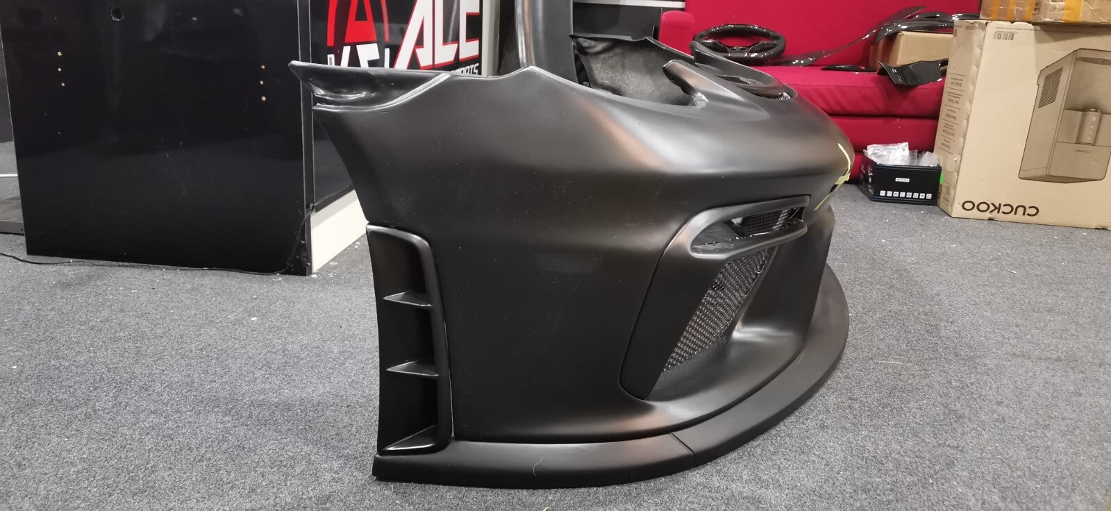 Fit For Porsche Boxster/Cayman 718 GT4 Style Front Bumper with grill w/o DRL 