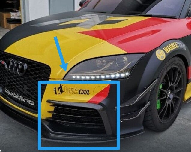Fit For Audi TTRS MK2 8J Front Bumper FRP Non Painted L Canard Bumper Trim