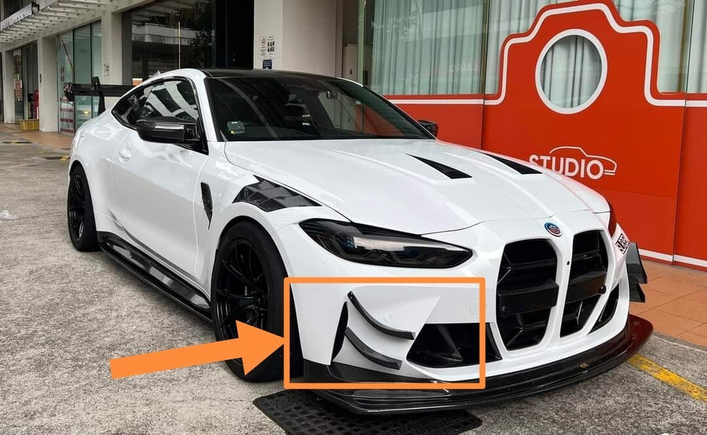FIT FOR BMW MOTORSPORT DRY CARBON BUMPER CANARD SET - G80/G82/G83 M4 GT4 STYLE