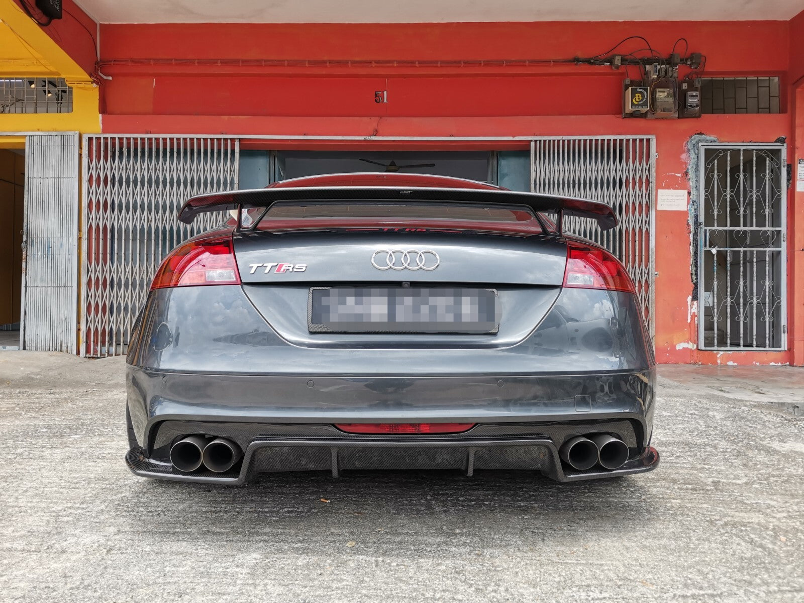Fit For Audi TTRS MK2 Carbon Fiber Front lip/Side lip and Rear diffuser