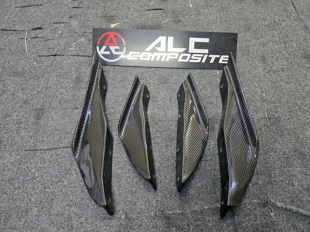 Fit For Audi TTRS MK2 8J Carbon Fiber Front Bumper Canard 4pcs Set (Screw on)